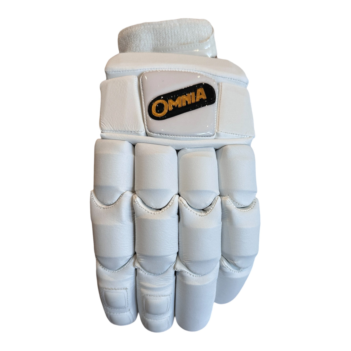 White, black and gold gloves