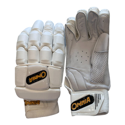 White, black and gold gloves
