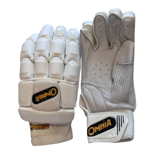 White, black and gold gloves
